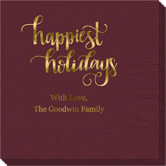 Hand Lettered Happiest Holidays Napkins